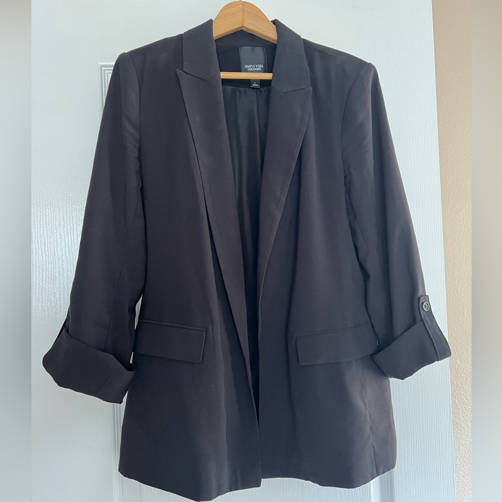 Simply Vera Wang Knit Black Blazer Size Large
